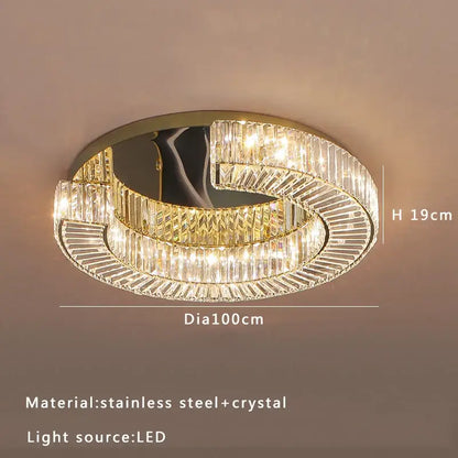 Modern gold led ceiling lamp dining room crystal luxe chandelier