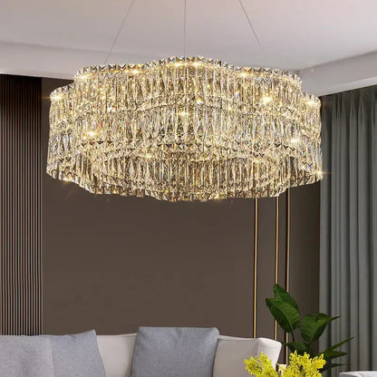 crystal luxe multi-tiered gold chandelier living room light
