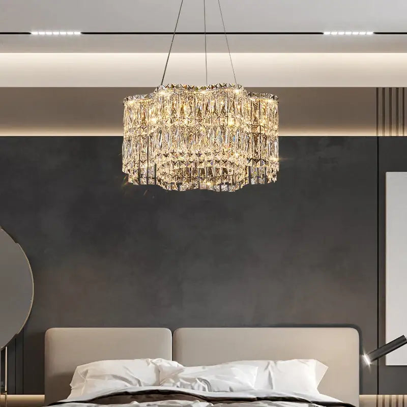 crystal luxe multi-tiered gold chandelier living room light