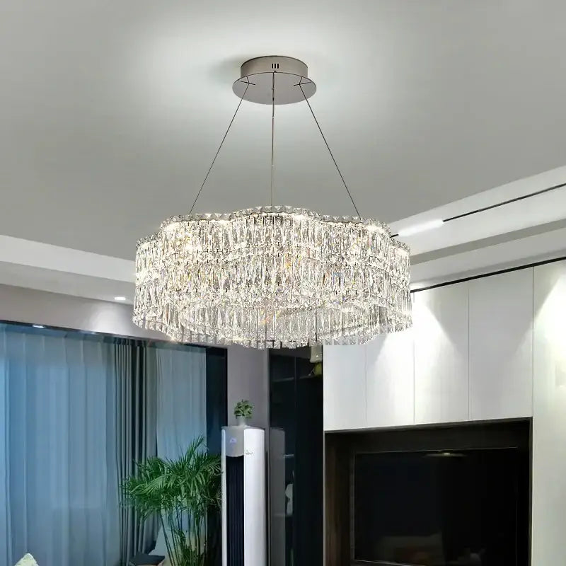 crystal luxe multi-tiered gold chandelier living room light