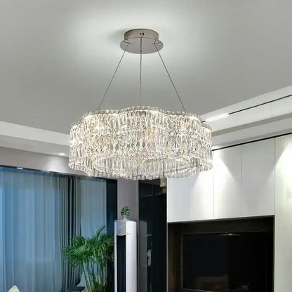 crystal luxe multi-tiered gold chandelier living room light