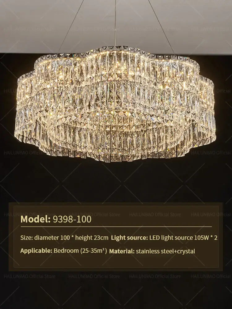 crystal luxe multi-tiered gold chandelier living room light