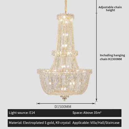 Modern european crystal luxe chandelier living room multi tiered light