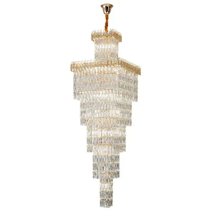 Modern gold crystal luxe living room chandelier for staircases