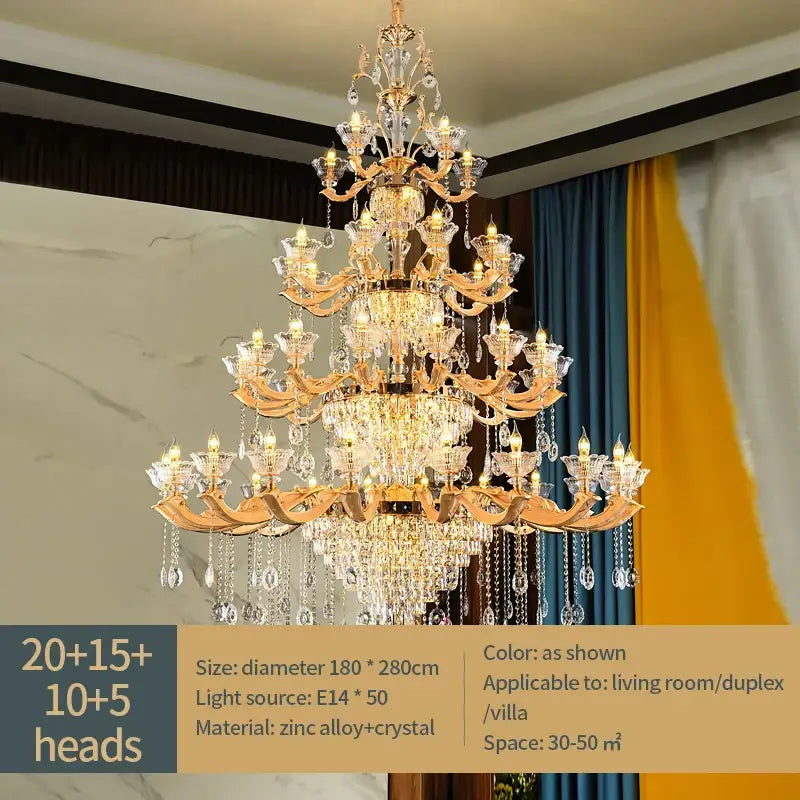 European gold crystal luxe pendant lamp for dining room