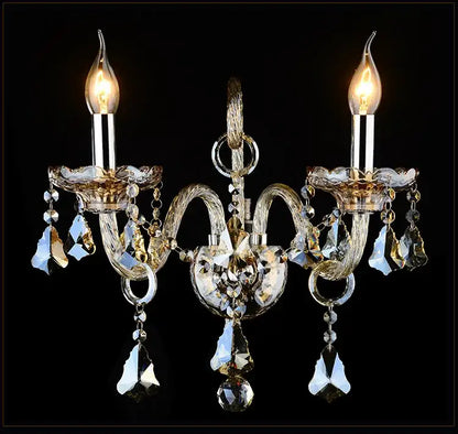 Luxury gold crystal wall lamp bedroom lighting with droplets