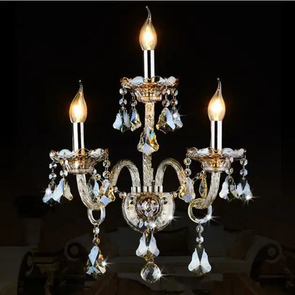 Luxury gold crystal wall lamp bedroom lighting with droplets
