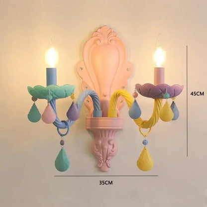 Pastel rainbow crystal luxury candle chandelier dining room pendant