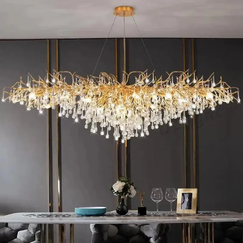 Modern gold crystal luxury ceiling chandelier for dining room