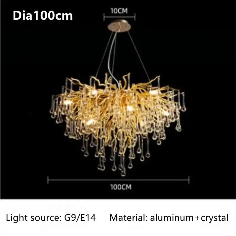 Modern gold crystal luxury ceiling chandelier for dining room