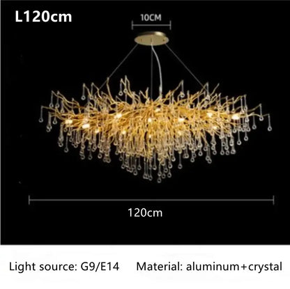 Modern gold crystal luxury ceiling chandelier for dining room