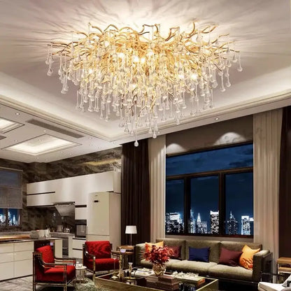 Modern gold crystal luxury ceiling chandelier for dining room