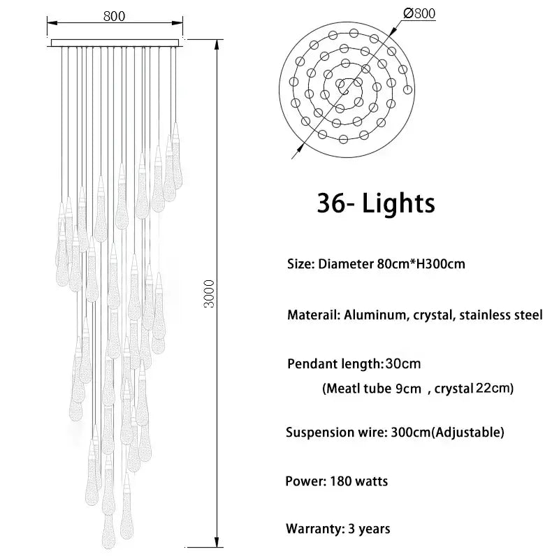 Modern gold crystal luxury ceiling chandelier staircase pendant light