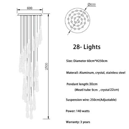 Modern gold crystal luxury ceiling chandelier staircase pendant light