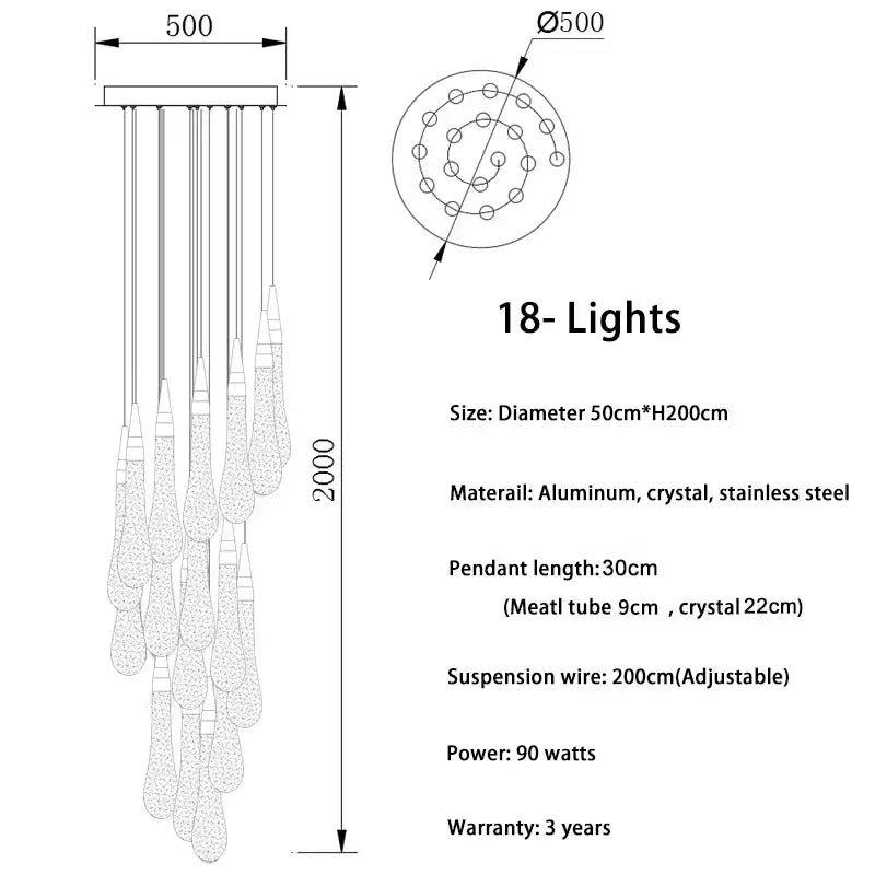 Modern gold crystal luxury ceiling chandelier staircase pendant light