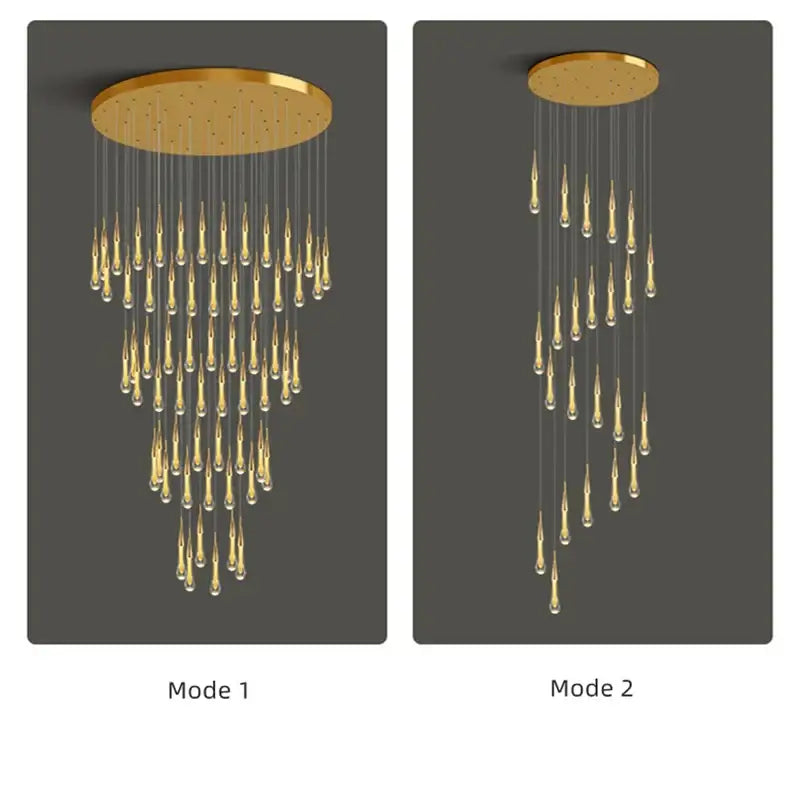 Modern gold crystal luxury ceiling chandelier staircase pendant light