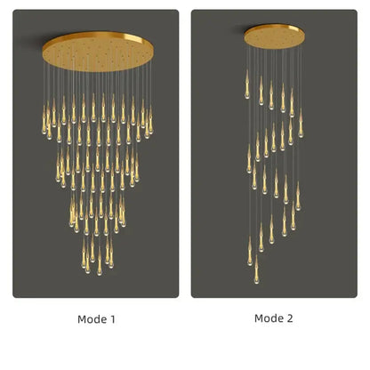 Modern gold crystal luxury ceiling chandelier staircase pendant light