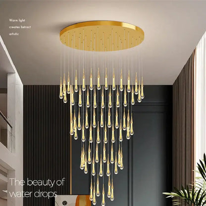 Modern gold crystal luxury ceiling chandelier staircase pendant light