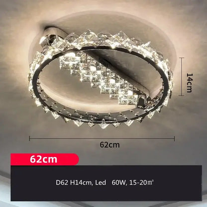 Modern chrome crystal luxury ceiling light living room led glow