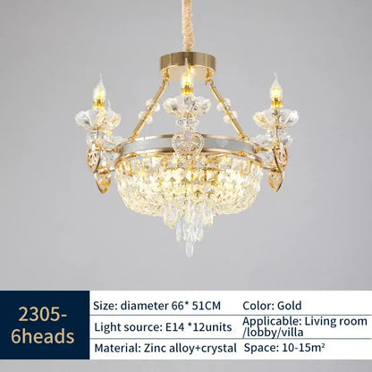 crystal luxury gold chandelier for living room