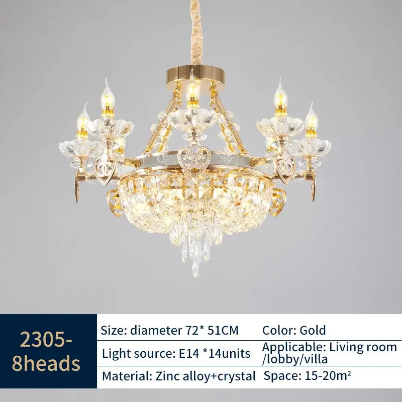 crystal luxury gold chandelier for living room