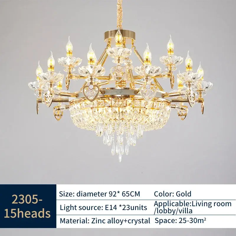 crystal luxury gold chandelier for living room