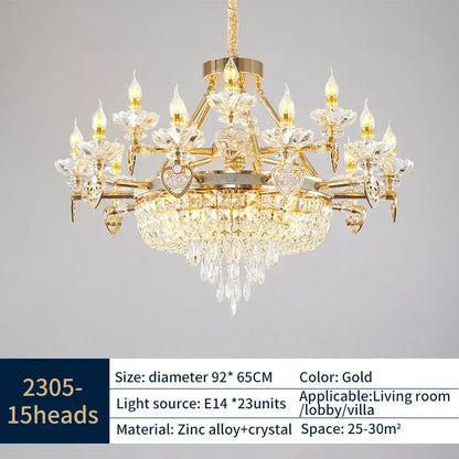 crystal luxury gold chandelier for living room
