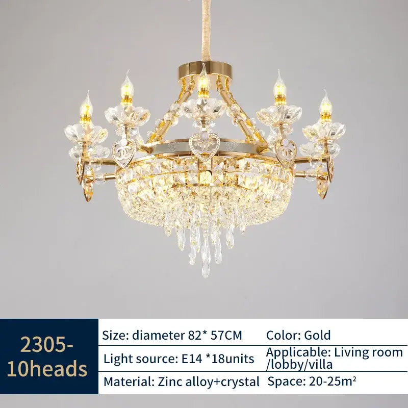 crystal luxury gold chandelier for living room
