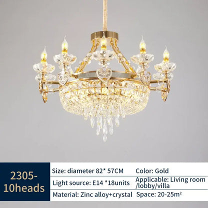 crystal luxury gold chandelier for living room