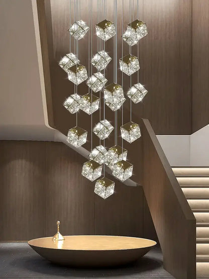 crystal modern cubic chandelier living room led lighting