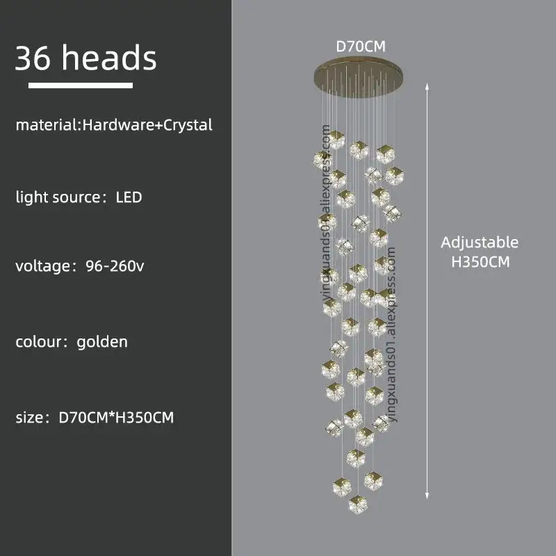 crystal modern cubic chandelier living room led lighting