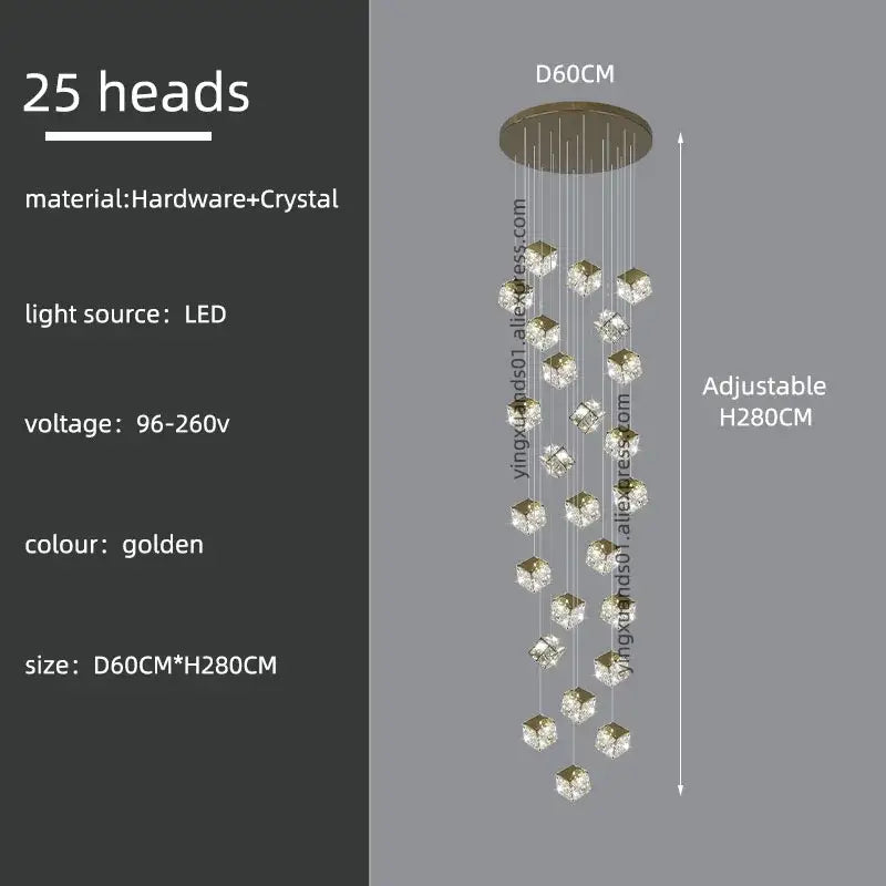 crystal modern cubic chandelier living room led lighting