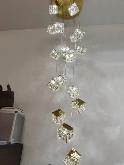 crystal modern cubic chandelier living room led lighting