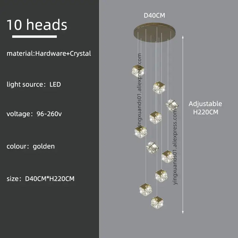 crystal modern cubic chandelier living room led lighting