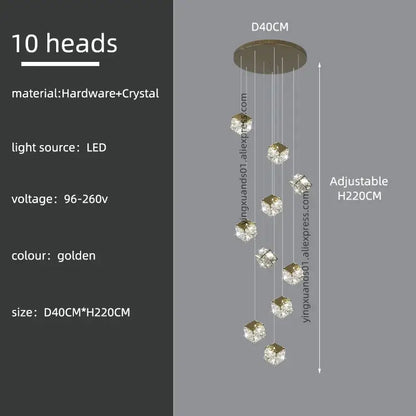 crystal modern cubic chandelier living room led lighting
