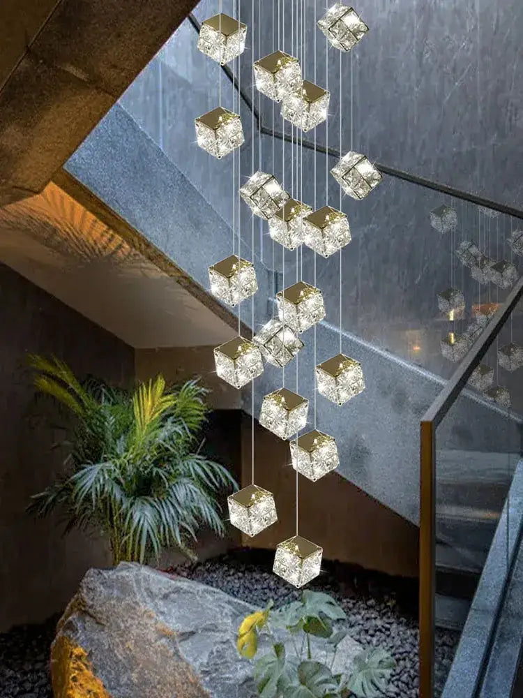 crystal modern cubic chandelier living room led lighting