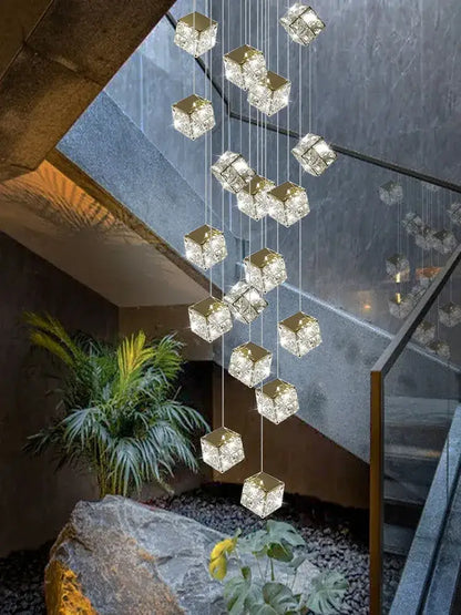 crystal modern cubic chandelier living room led lighting