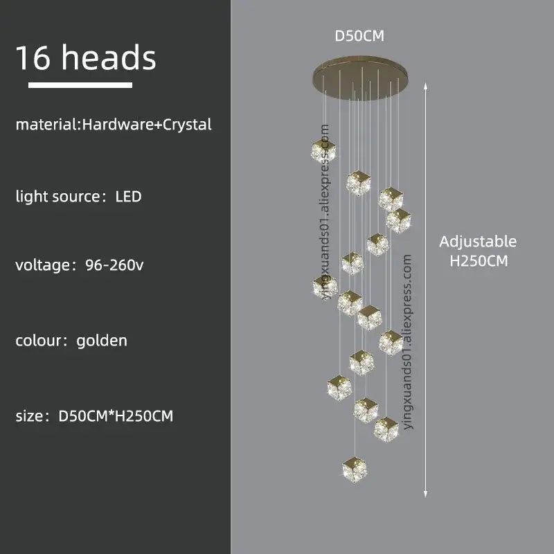 crystal modern cubic chandelier living room led lighting