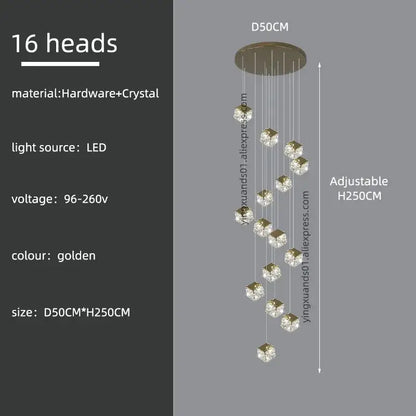 crystal modern cubic chandelier living room led lighting