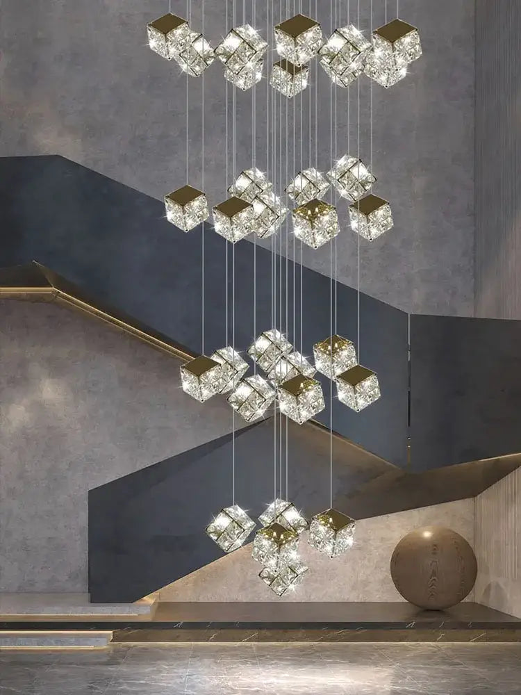 crystal modern cubic chandelier living room led lighting