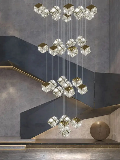 crystal modern cubic chandelier living room led lighting