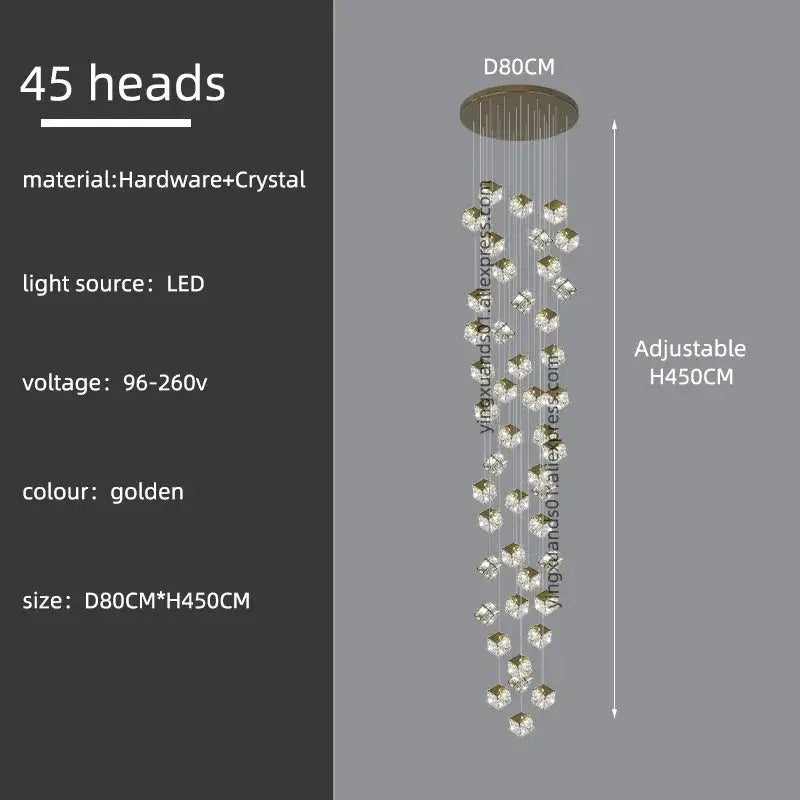 crystal modern cubic chandelier living room led lighting