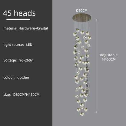 crystal modern cubic chandelier living room led lighting