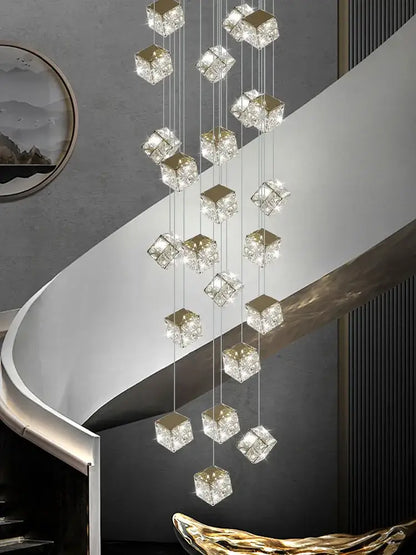 crystal modern cubic chandelier living room led lighting