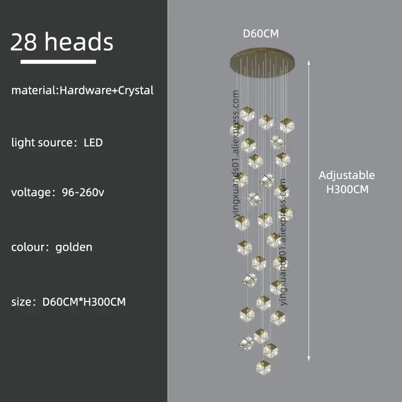 crystal modern cubic chandelier living room led lighting