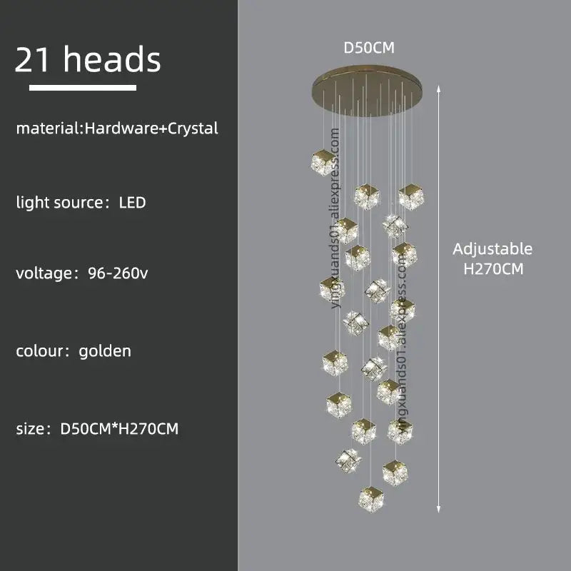 crystal modern cubic chandelier living room led lighting