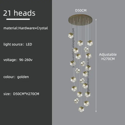 crystal modern cubic chandelier living room led lighting
