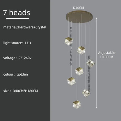 crystal modern cubic chandelier living room led lighting