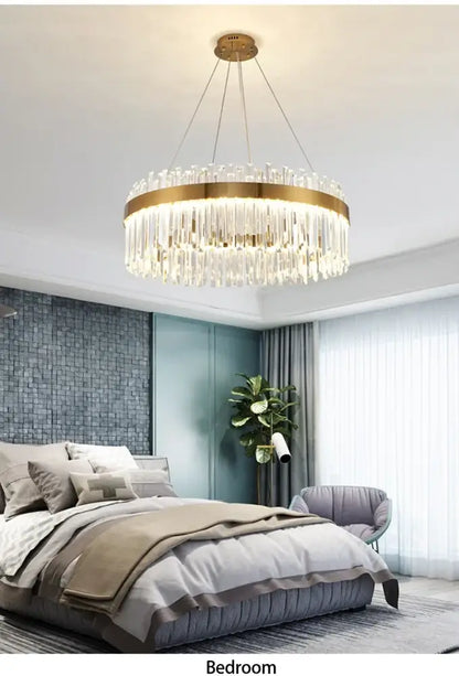 Modern gold luxury modest crystal chandelier dining room light