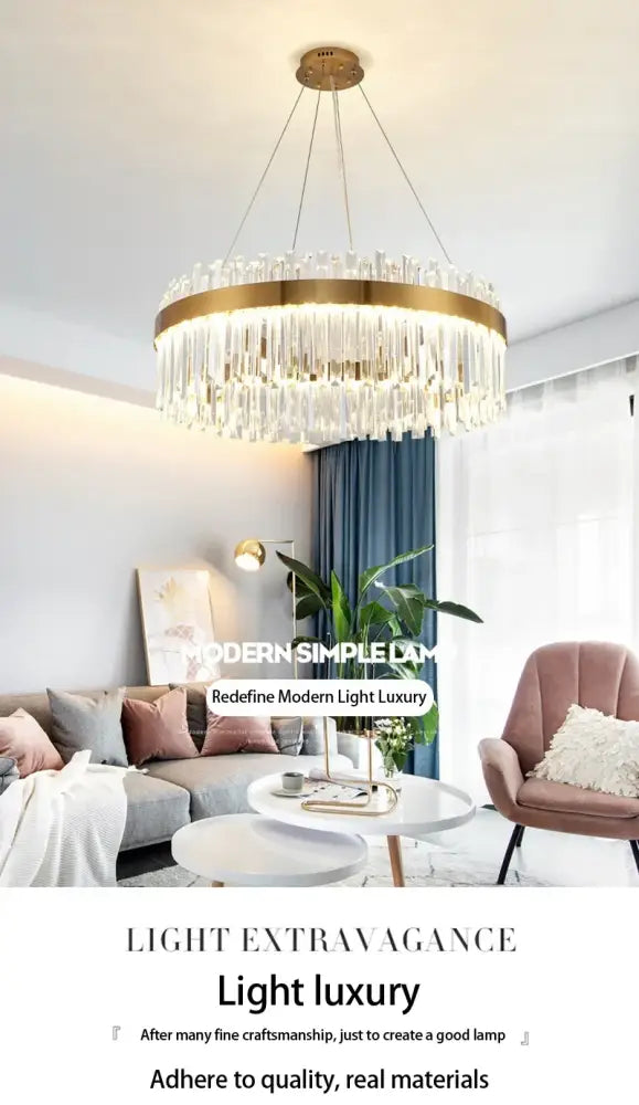 Modern gold luxury modest crystal chandelier dining room light